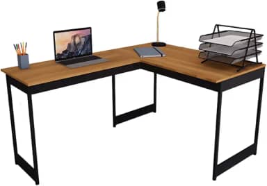 Mesa Em L Estilo Industrial Escrivaninha De Canto Escritório Estudo Beni Camaleão (Nogal)