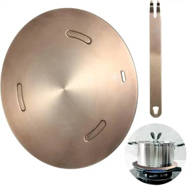 Placa conversora para proteção de utensílios de cozinha, placa adaptadora de indução de aço inoxidável, difusor de calor de 28 cm para fogão elétrico a gás, anel de indução fervente com alça