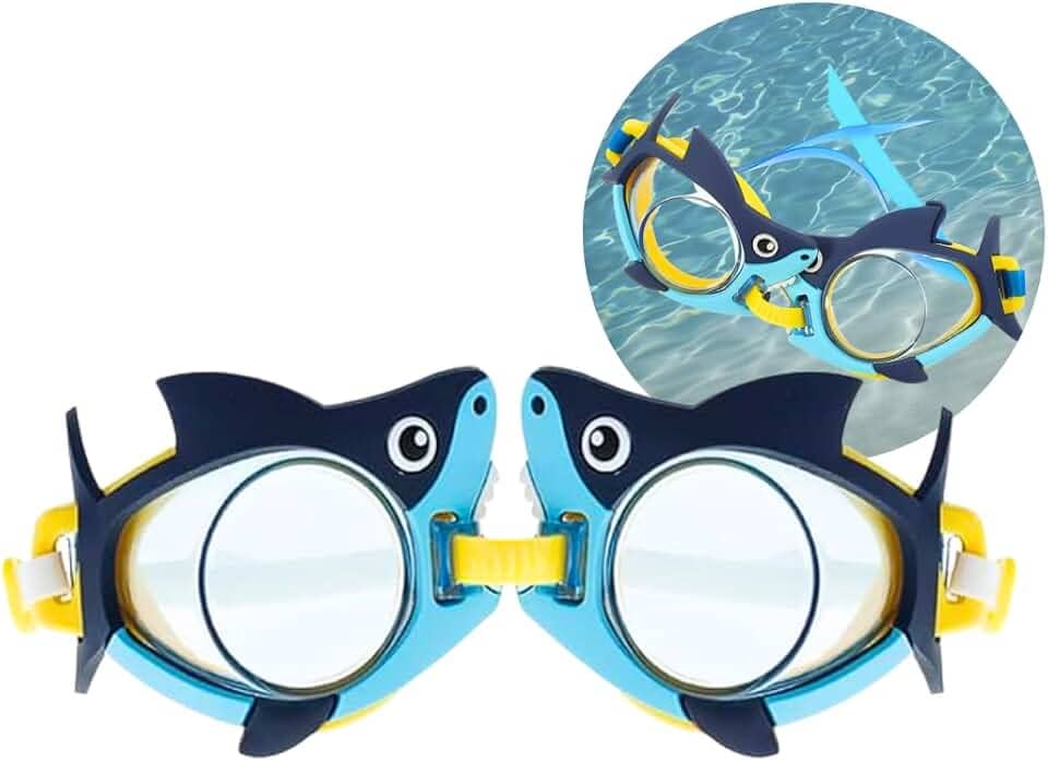 Óculos de Natação Infantil Tubarão – Máscara de Mergulho para Crianças com Vedação Antivazamento – Confortável, Ajustável e Divertido