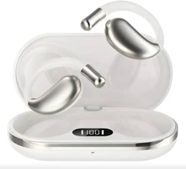 Fone De Ouvido Sem Fio De Condução Óssea TWS, Com Display Digital, Bluetooth, Resistente à Água, Esportivo, Ideal Para Corrida Academia (Branco)