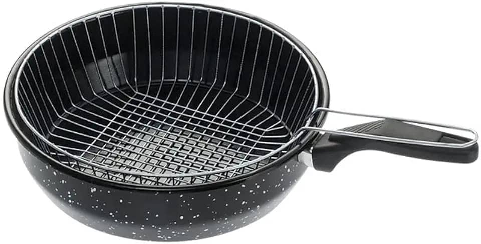 Frigideira Indução Esmaltada Funda 26cm 3,3 litros com cesto para Fritura