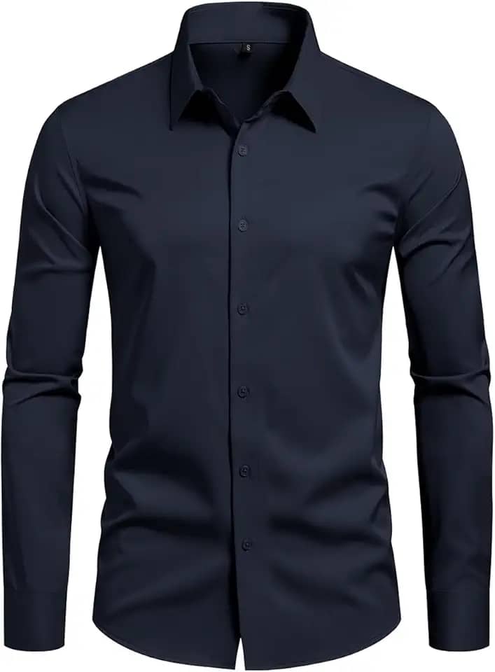 Camisa social masculina slim fit, sem rugas, formal, casamento, manga comprida, abotoada