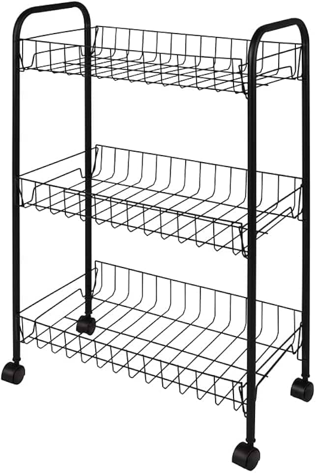Mor - Fruteira 3 Andares Preta Com Rodas