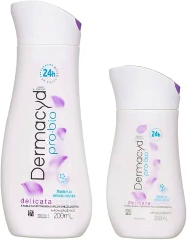 Sabonete Íntimo Dermacyd Delicata Jasmim Kit com Duas Unidades 200ml + 100ml Contra Maus Odores Equilibra o pH, Proteção 24 horas