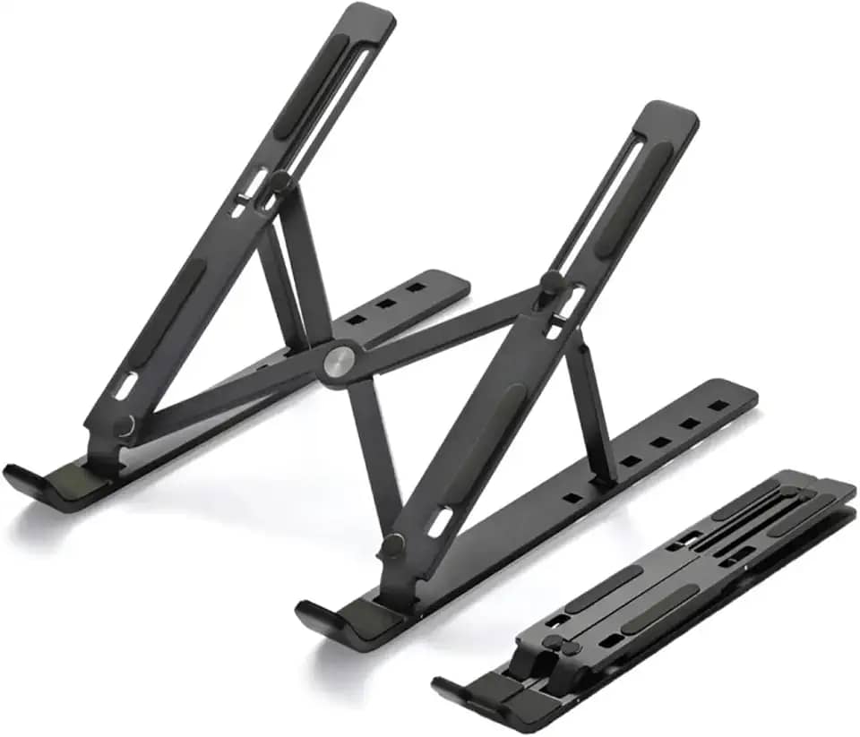 Suporte Ajustável para Notebook – Base Ergonômica Antiderrapante e Dobrável para Apoio de Notebook e Laptops – Compatível com Todas as Marcas, Ideal para Trabalho e Home Office (Preto)