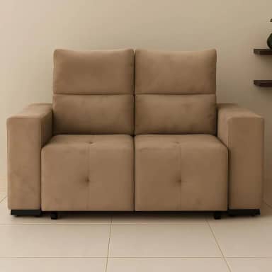 Sofá Retrátil Reclinável 2 Lugares Cancun em Veludo Pavia (BEGE)
