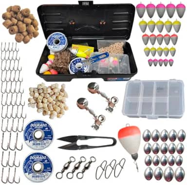 DoCarmo Kit de Pesca Completo - Maleta Anzóis Chumbo Girador Estojo Tralha