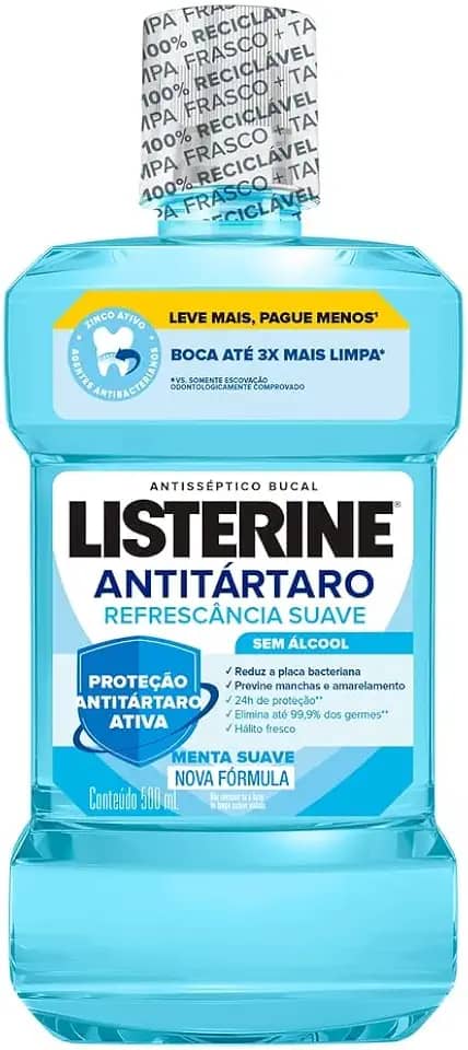 Listerine Antitártaro Enxaguante Bucal Sem Álcool, 500ml