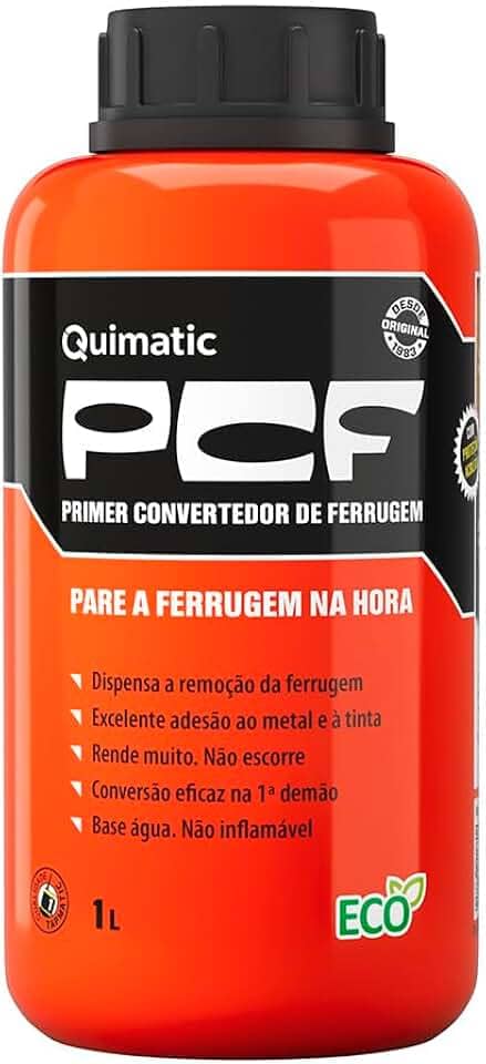PCF Fundo Convertedor de Ferrugem 1 Litro Quimatic Tapmatic, marrom