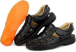 Sandalia Masculina Anti Stress de Couro Palmilha Conforto Preto