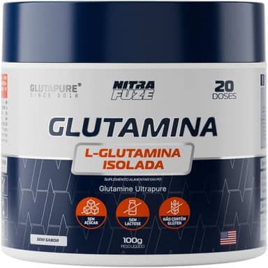 Glutamina Isolada Ultrapura | NitraFuze (100g - 20 doses) | Suporte Imunológico, Saúde Intestinal, Recuperação Muscular e Foco no Dia-a-dia | 100% Pura – Sem sabor