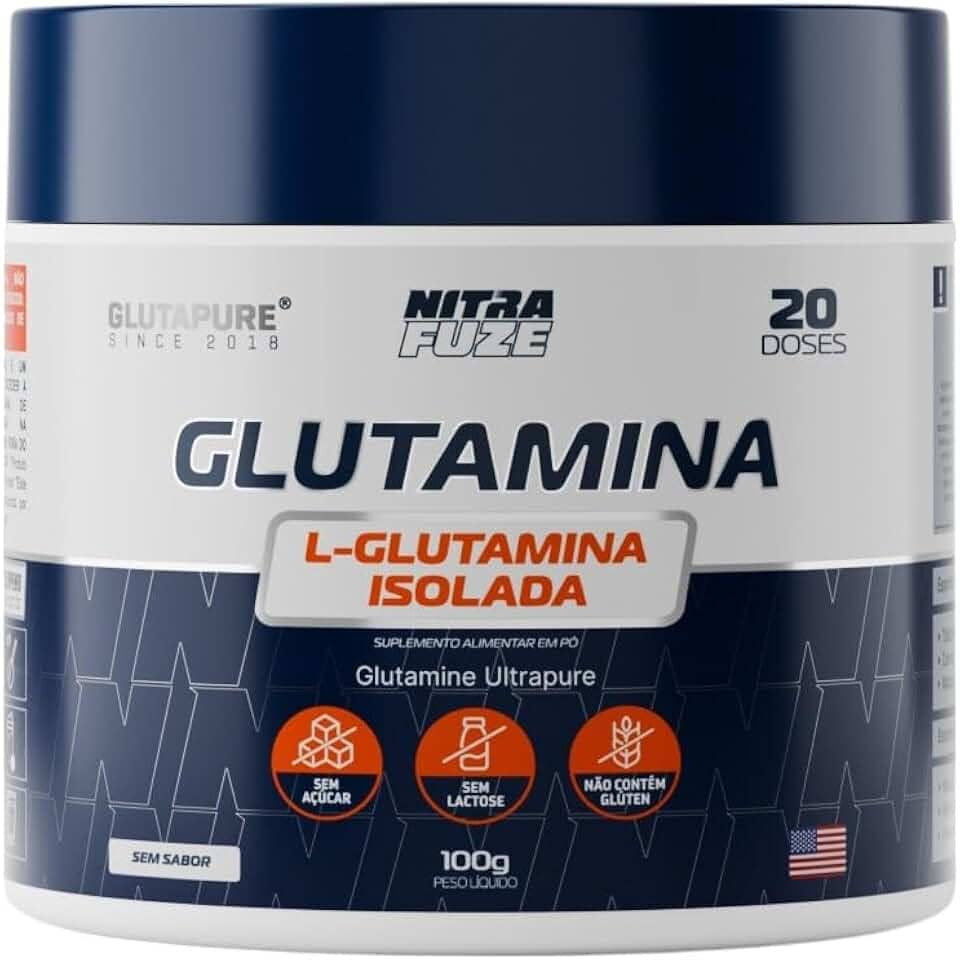 Glutamina Isolada Ultrapura | NitraFuze (100g - 20 doses) | Suporte Imunológico, Saúde Intestinal, Recuperação Muscular e Foco no Dia-a-dia | 100% Pura – Sem sabor