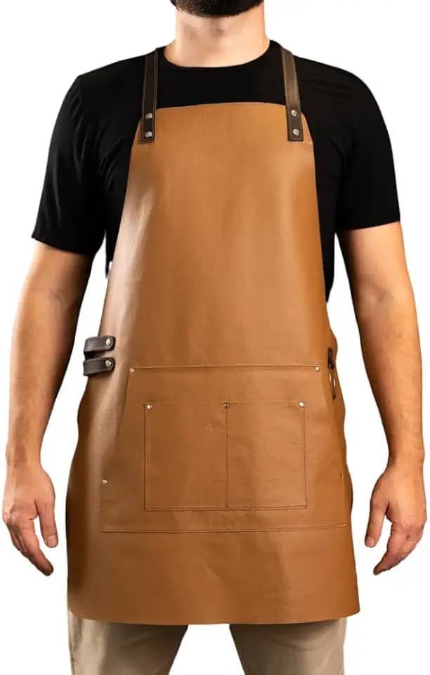Avental Churrasqueiro Couro Legítimo Gourmet Couro Premium