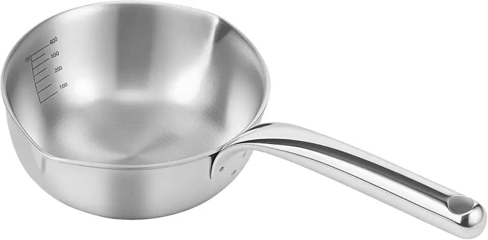 ZJRDYYK Mini pote aquecedor de leite, panela de aço inoxidável de 368 g/590 ml, panela pequena de aço inoxidável, panelas de derretimento de chocolate para fazer doces (368 g)