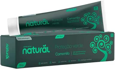 Creme Dental Natural com Extratos de Uva, Melissa e Camomila - Pasta de Dentes Sem Flúor, Frescor Prolongado - Vegano - 80g