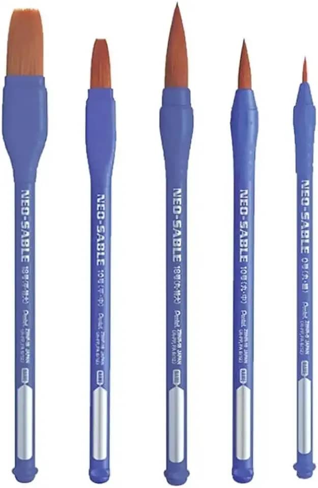 Kit Pincel P/Aquarela Acrilica Guache Pentel Neo Sable 5 Unidades
