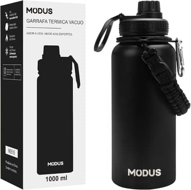MODUS Garrafa Térmica Esportiva De Aço Inoxidável Com Isolamento A Vácuo De 1000ML (Preto)