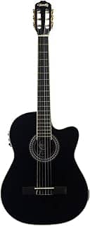 VIOLÃO CLÁSSICO ELÉTRO-ACÚSTICO LORENZZO 39' - SLIM CUTAWAY - NYLON PRETO VTLSC1954P – TONANTE