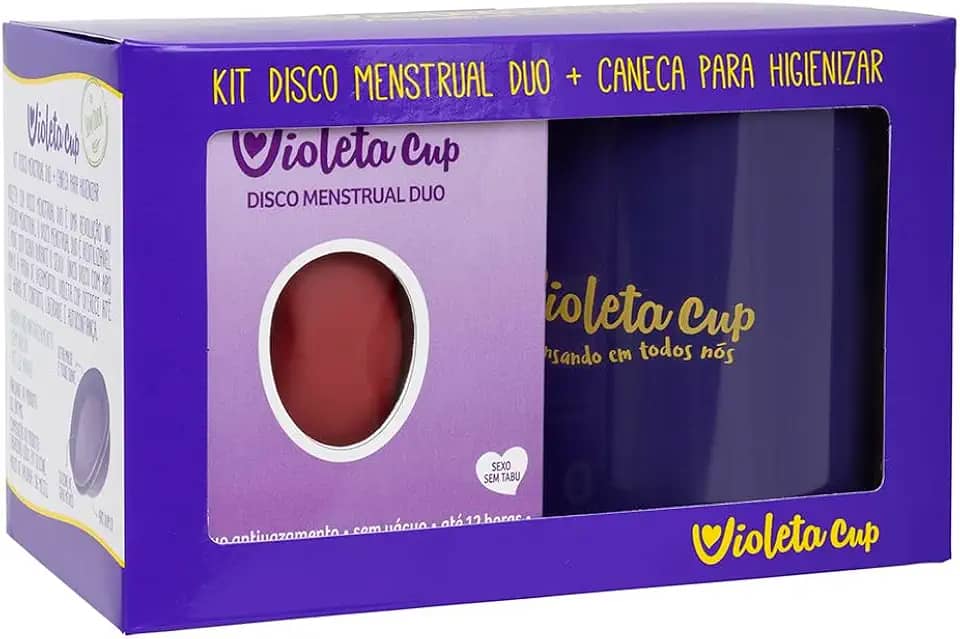 Violeta Cup Kit Caneca Higienizadora + Disco Menstrual Duo Cor Vermelho Vermelho Único