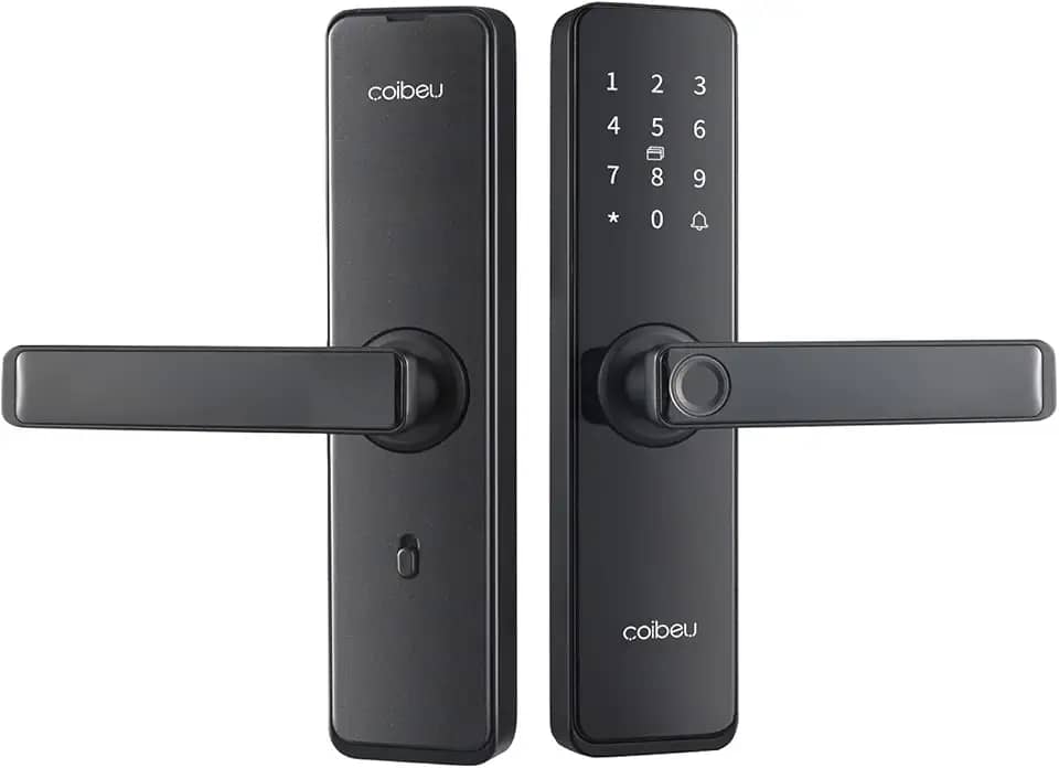 Fechadura Eletronica Inteligente Digital Biométrica WKZW-G5, Tuya APP, Para Portas 4-6.4cm, Preto