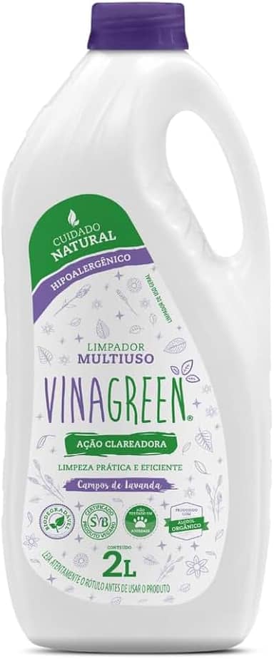 Limpador Multiuso Natural 2l Hipoalergênico Uso Geral Ação Clareadora Remoção De Sujeiras Difíceis Limpeza Pesada Remove Crostas Gorduras Amarelão (Campos de Lavanda)