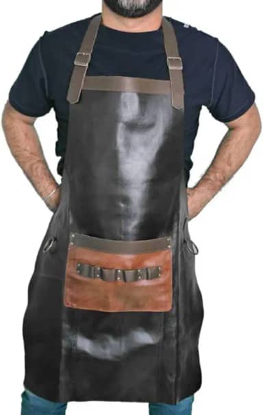 Avental Masculino Raiz Churrasqueiro em Couro com Alça X
