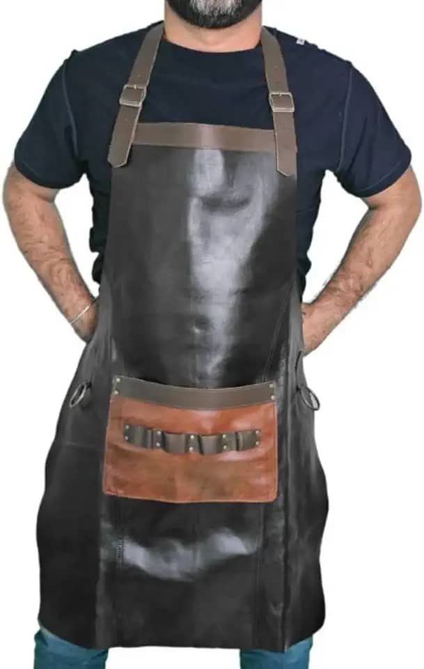Avental Masculino Raiz Churrasqueiro em Couro com Alça X