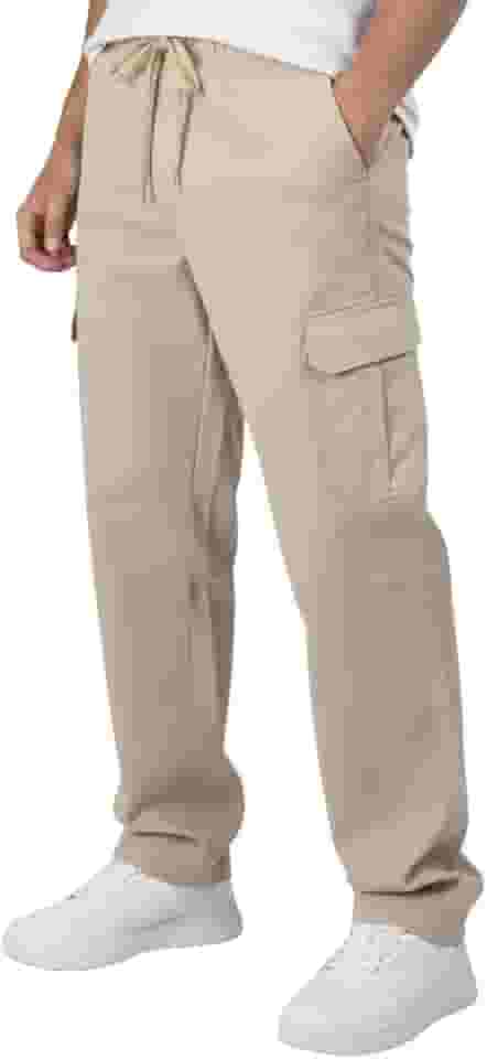 Calça Cargo Tática Sarja Larga Masculina Bolsos Laterais Skatista