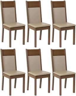 Kit 6 Cadeiras Rustic/crema/sintético Bege 4280 Madesa