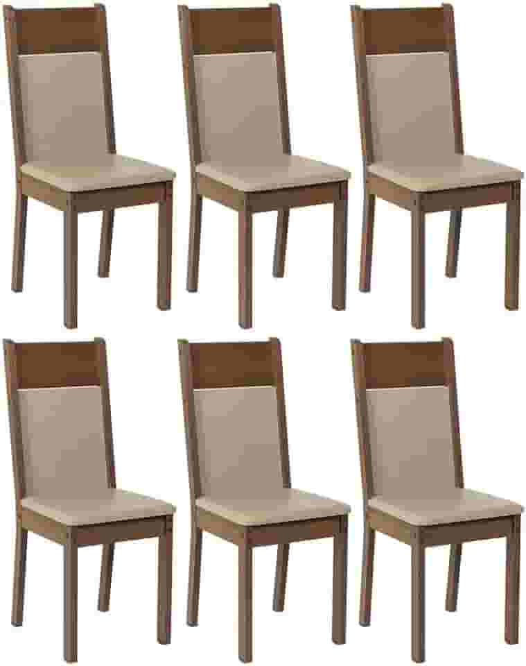 Kit 6 Cadeiras Rustic/crema/sintético Bege 4280 Madesa