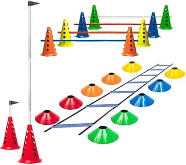 Escada Funcional + 10 Cones Furados C/Barreiras + 10 Pratos (Kit 1)