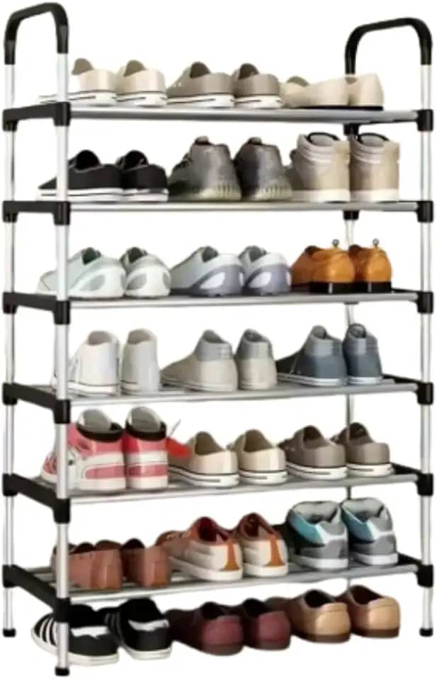 Sapateira Multiuso de Aço Inox – Compacta, Resistente e Ideal para Organizar Calçados no Dia a Dia (6 Andares)