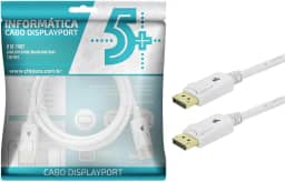 5+ Cabo Displayport + Displayport 1.2 - Branco - 2M - com Trava