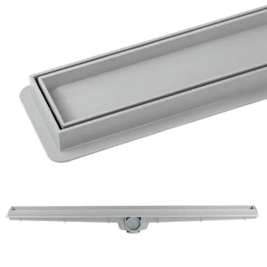 Ralo Linear Oculto Invisível Inteligente Sifonado para Banheiro Piso Porcelanato 6x70cm (Cinza)