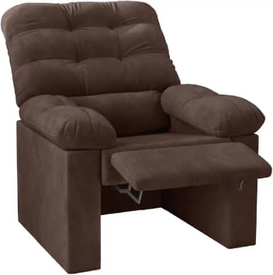 Poltrona do Papai Reclinável Decorativa Konfort Para Sala Suede Marrom