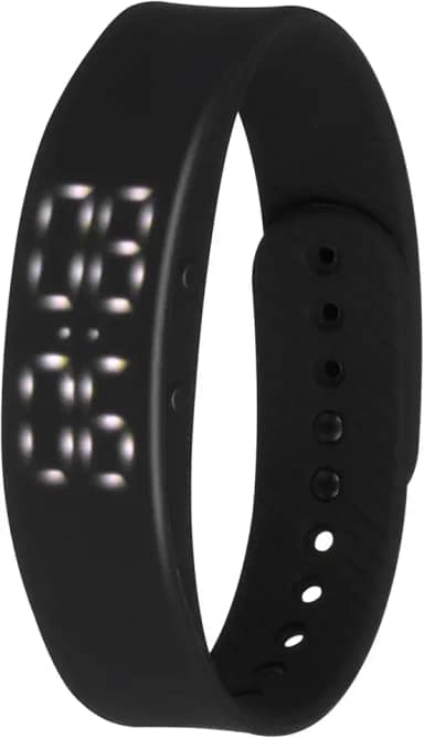 Pulseira inteligente de LED ajustável de silicone para pedômetro esportivo com função de alarme preta