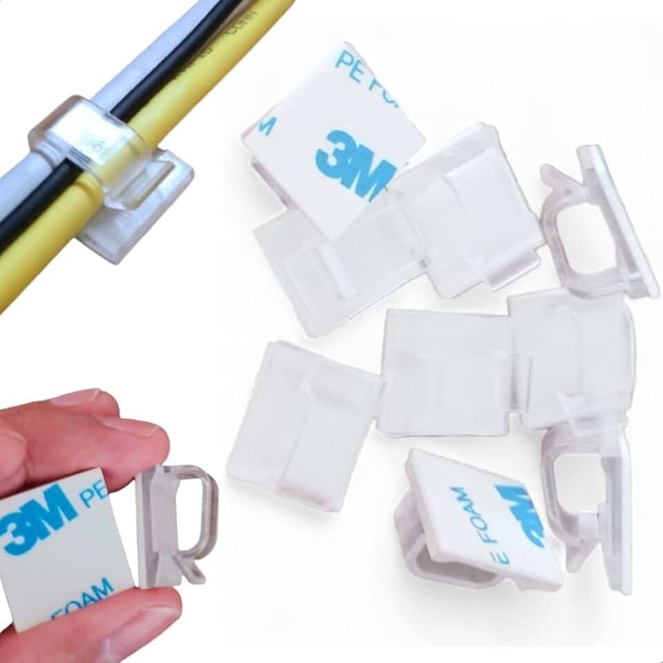 Organizador de Cabos e Fios Kit com 20 Peças Unidades Clipes 13 mm Autoadesivos Fita 3M Premium Passa fio Abraçadeira Organizadores Adesivo Clips Fixador Fixação Presilha Autocolantes