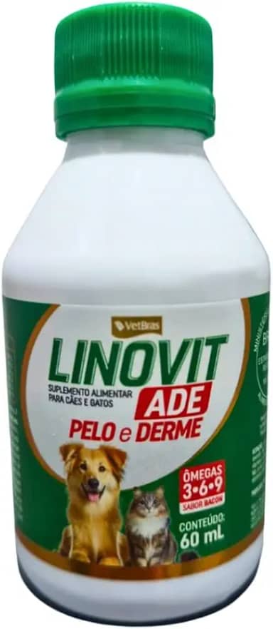 Suplemento Cães-Gatos Pelo e Derme Linovit ADE 60ml Vetbras