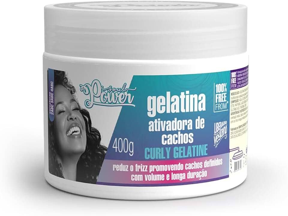 Gelatina Ativadora de Cachos Curly Gelatine Soul Power - Mantém a Finalização por Mais Tempo - 400g