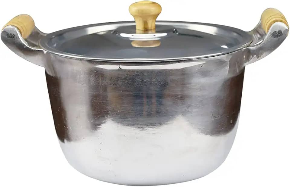 Caldeirão Alumínio Fundido Polido Alça e Pomel de Madeira 16cm 1,7L