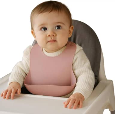 Babador Infantil de Silicone Ajustável com Coletor de Migalhas - Macio e Confortável