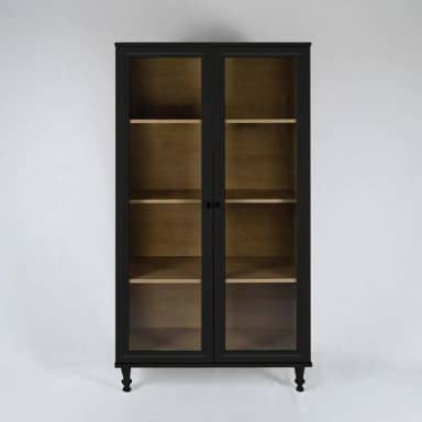 Estante Para Livros Ditália 2 Portas Vidro E-957 Cor:preto