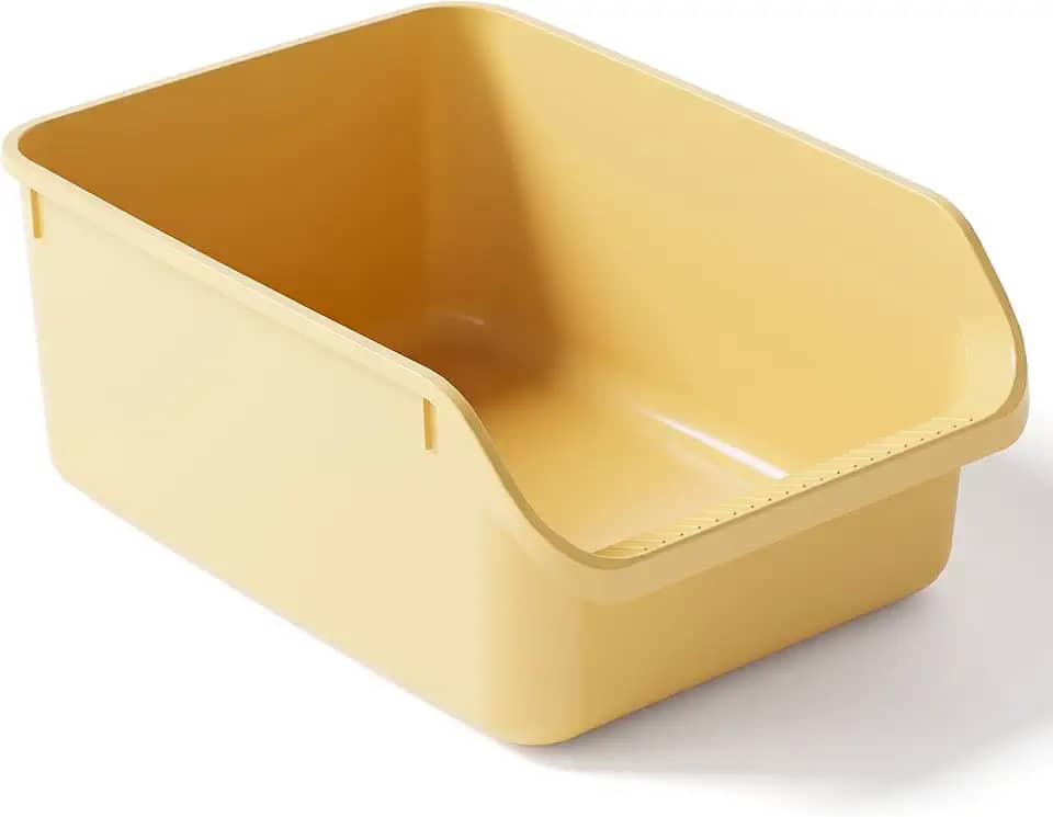 Pawsayes Caixa de areia para gatos com laterais altas anti-salpicos para gatos internos Caixas de areia para gatinhos de entrada baixa (amarelo)