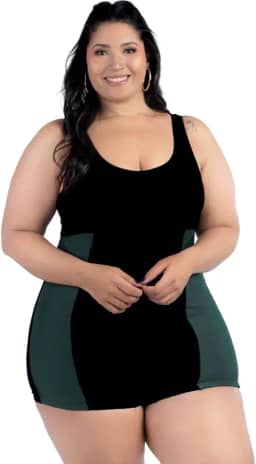 Maiô Plus Size Natação Hidroginástica 50 ao 56 Recorte Lateral Confortável Compressão Todo Forrado Sem Bojo Alças Largas