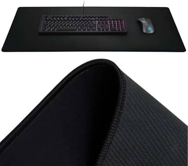 Mouse Pad Gamer Extra Grande 90x40cm Preto | Superfície HighSpeed Ultra Precisa | Base Antiderrapante | Costura Reforçada | XXL Premium para PC, Notebook, Escritório e Jogos