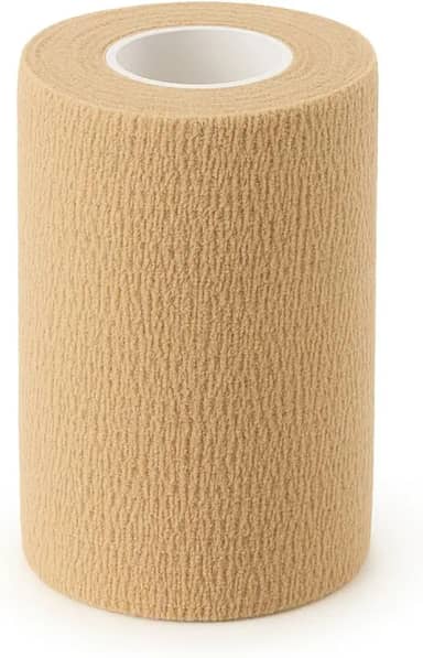 Bandagem Elástica Autoaderente Bege, 10cm x 4,5m – Atadura Esportiva, Suporte para Joelhos, Punhos e Tornozelos – Faixa Alta Fixação e Conforto