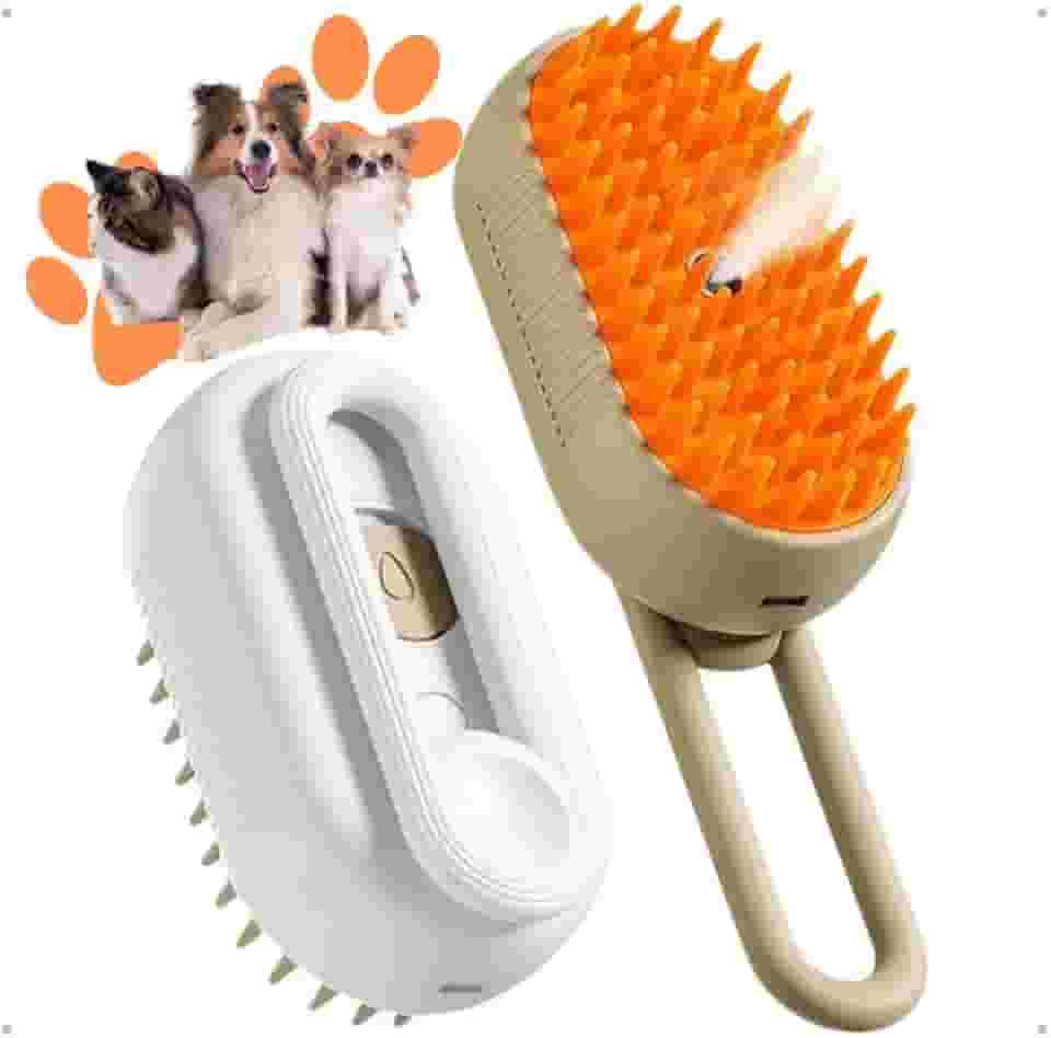 Escova Pet 3 em 1 Elétrica Recarregável com Vapor para Remoção de Pelos de Gatos e Cães PREMIUM