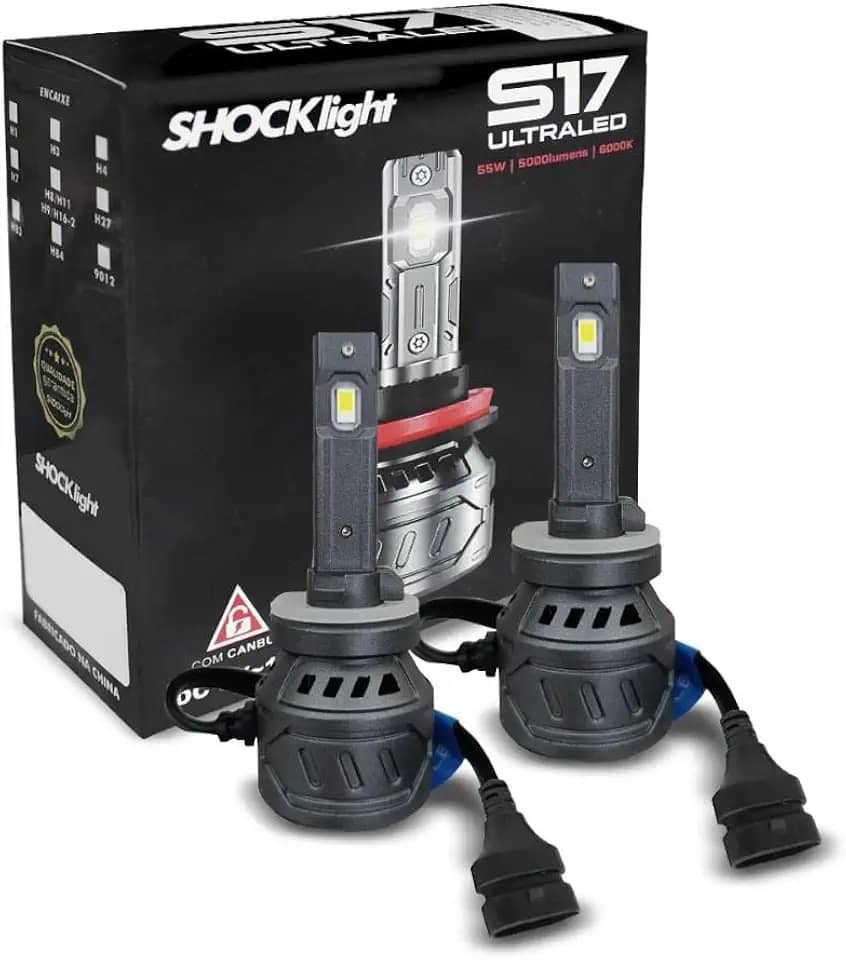 Kit Lâmpadas Ultra LED H27 S17 Nano 6000k 5000 Lumens 55w CanBus
