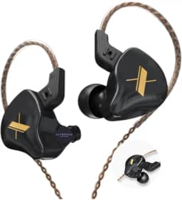 Fone de Ouvido Profissional KZ EDX Intra-auricular, Driver Dinâmico Magnético Composto de 10mm, Cabo Substituível, Original - Ideal para Cantores e Músicos - AlverSun (PRETO)