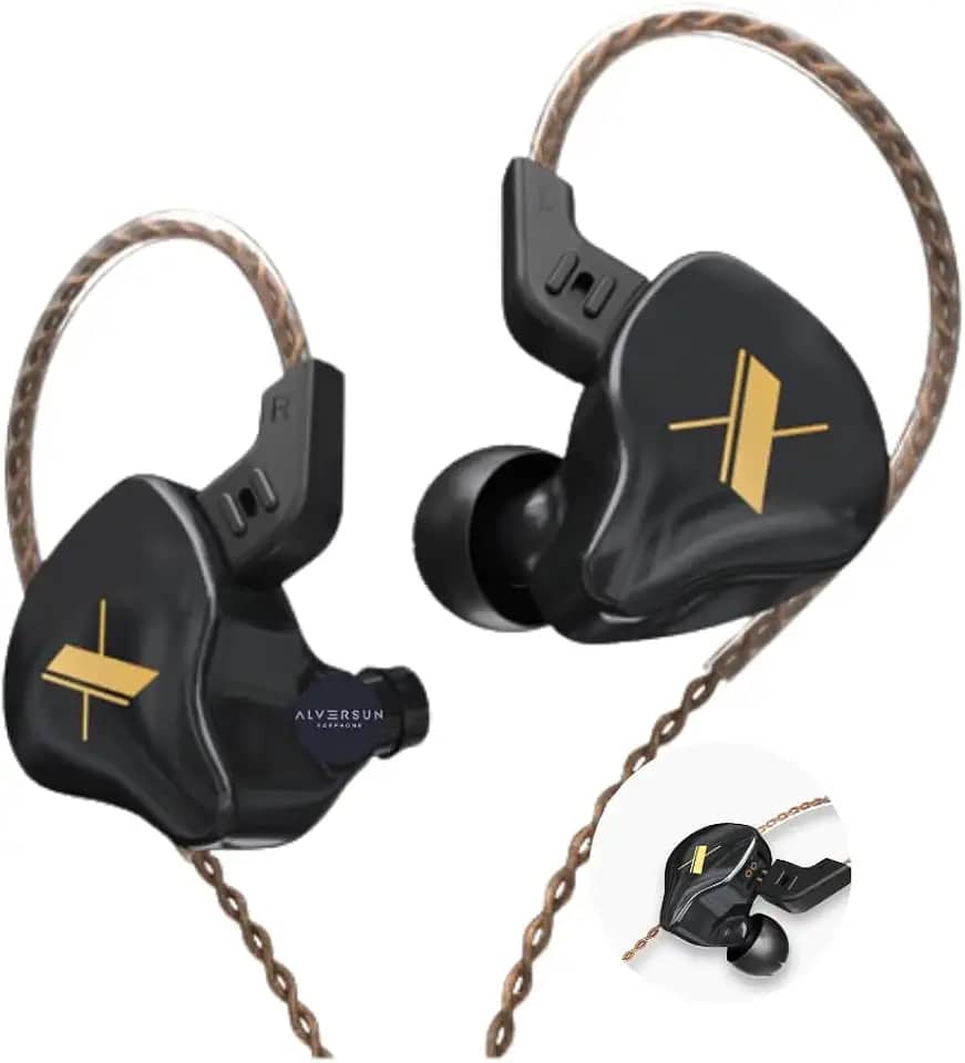 Fone de Ouvido Profissional KZ EDX Intra-auricular, Driver Dinâmico Magnético Composto de 10mm, Cabo Substituível, Original - Ideal para Cantores e Músicos - AlverSun (PRETO)